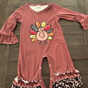 Adorable One piece Turkey outfit. Happy Thanksgiving!